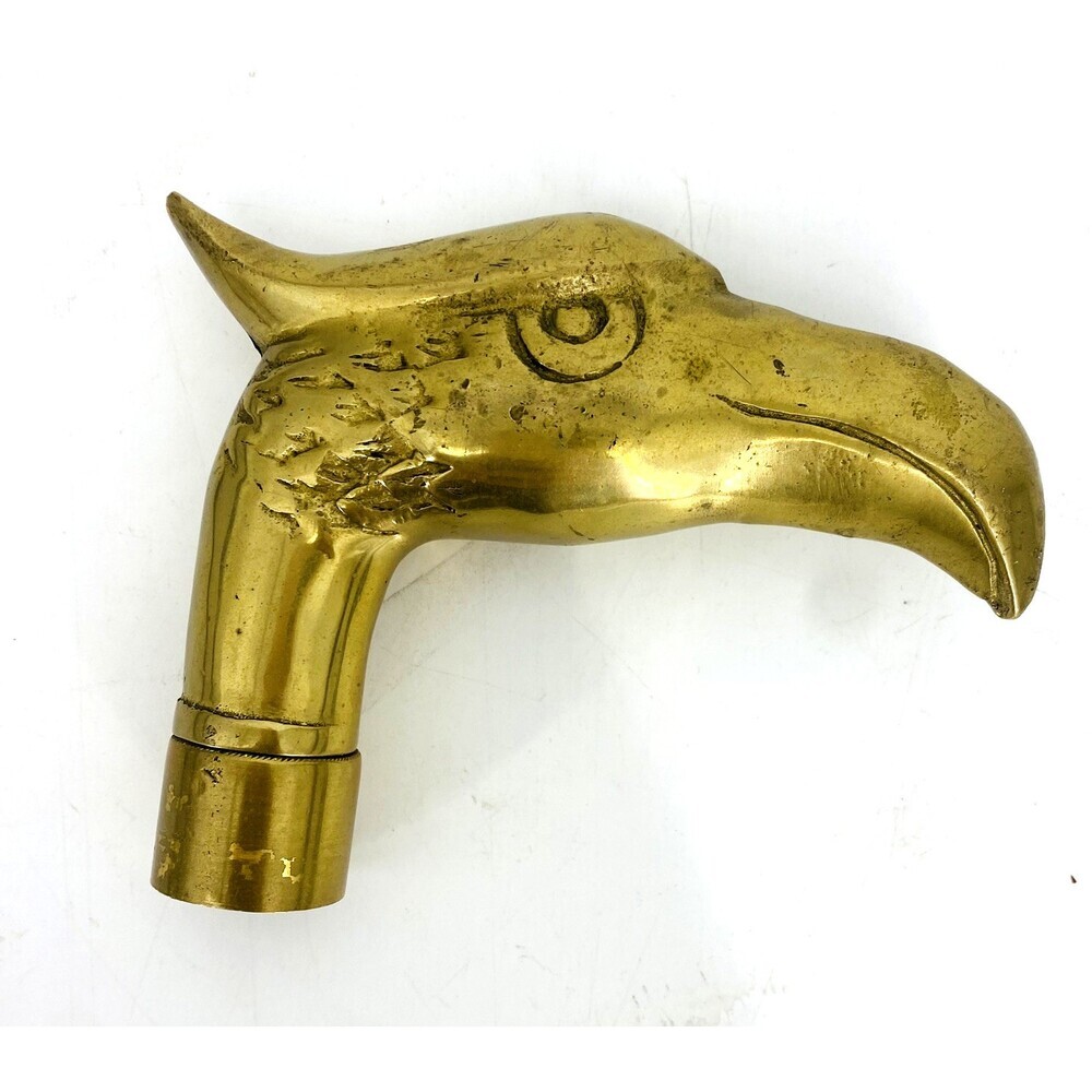 Vintage Solid Brass Handle Walking Stick Eagle Head Cane Topper Threaded